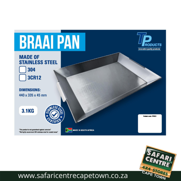 TP Stainless Steel Braai Pan 440x335x45 - Image 2