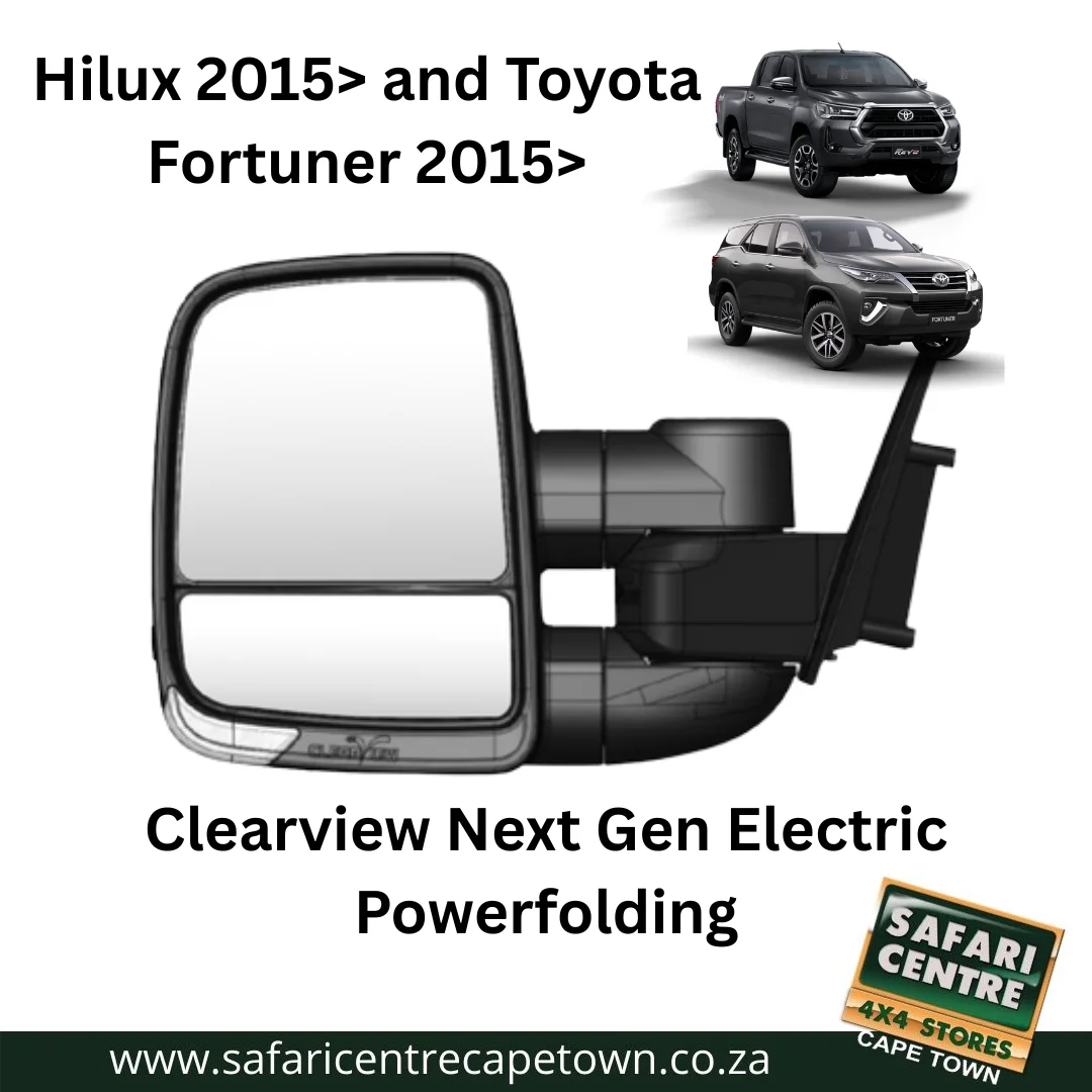 Clearview Next Gen Electric Powerfolding Black Towing Mirrors Hilux 2015> and Toyota Fortuner 2015>