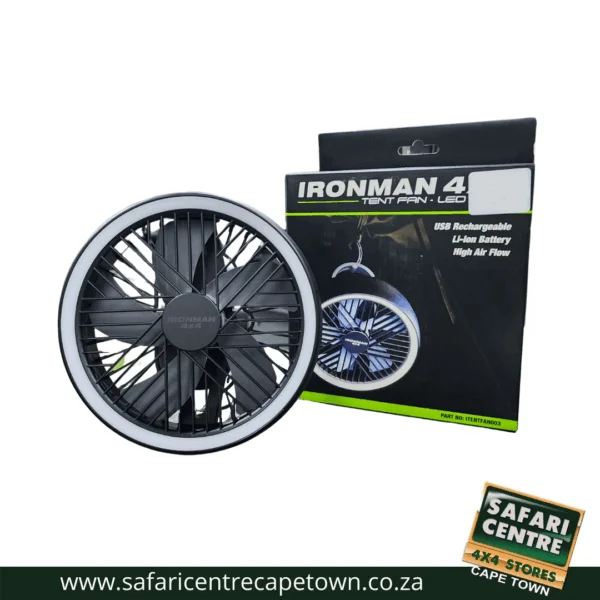Ironman 4x4 Rechargeable Hi Flo Tent Fan + LED Light / Tent Camp Light