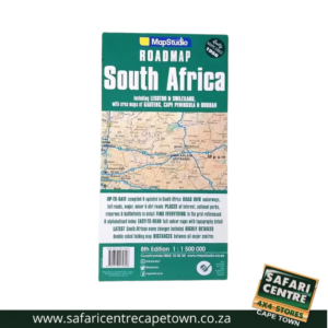 MapStudio South Africa Roadmap book cover featuring a green top and map illustration, used as a travel atlas product image at Safari Centre.